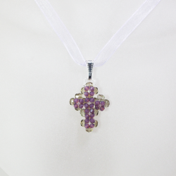 Pendant 45cm - Trevina-Violet Organza - Pendant 45cm - Laiton argenté